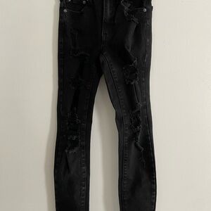 Women's/Juniors Black Distressed Jeans Aeropostale 000 Regular High Rise Jegging